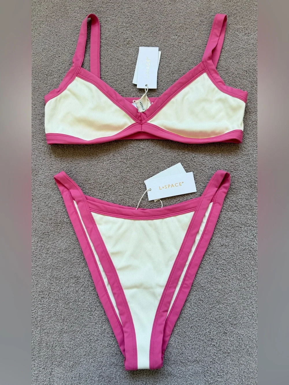l*space - SET - Taylor Top/ Mackenzie Bottom Bitsy - BUBBLEGUM PINK CREAM